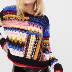 Free People Best Day Ever Sweater Multicolor Patterned.